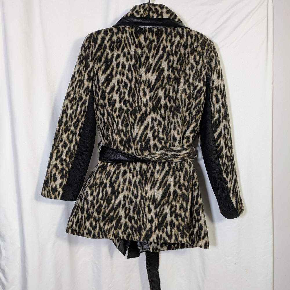BCBGeneration Animal Print Wool Blend Jacket/Coat, Semi-Wrap, Winter,‎ Warm Sz S - Picture 3 of 15